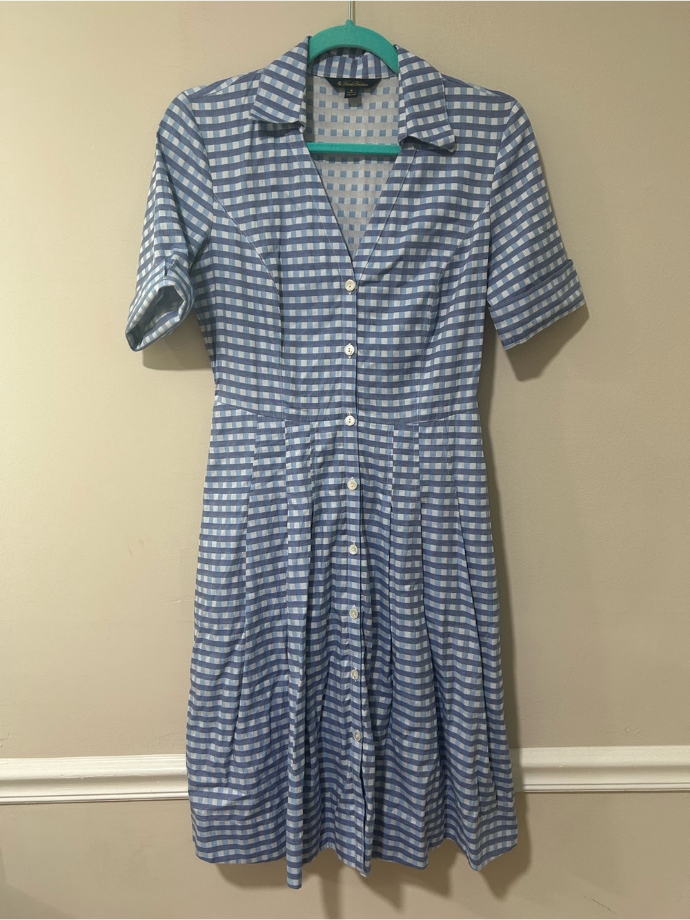 Brooks Brothers Blue and White Gingham Button-Front Shirt Dress